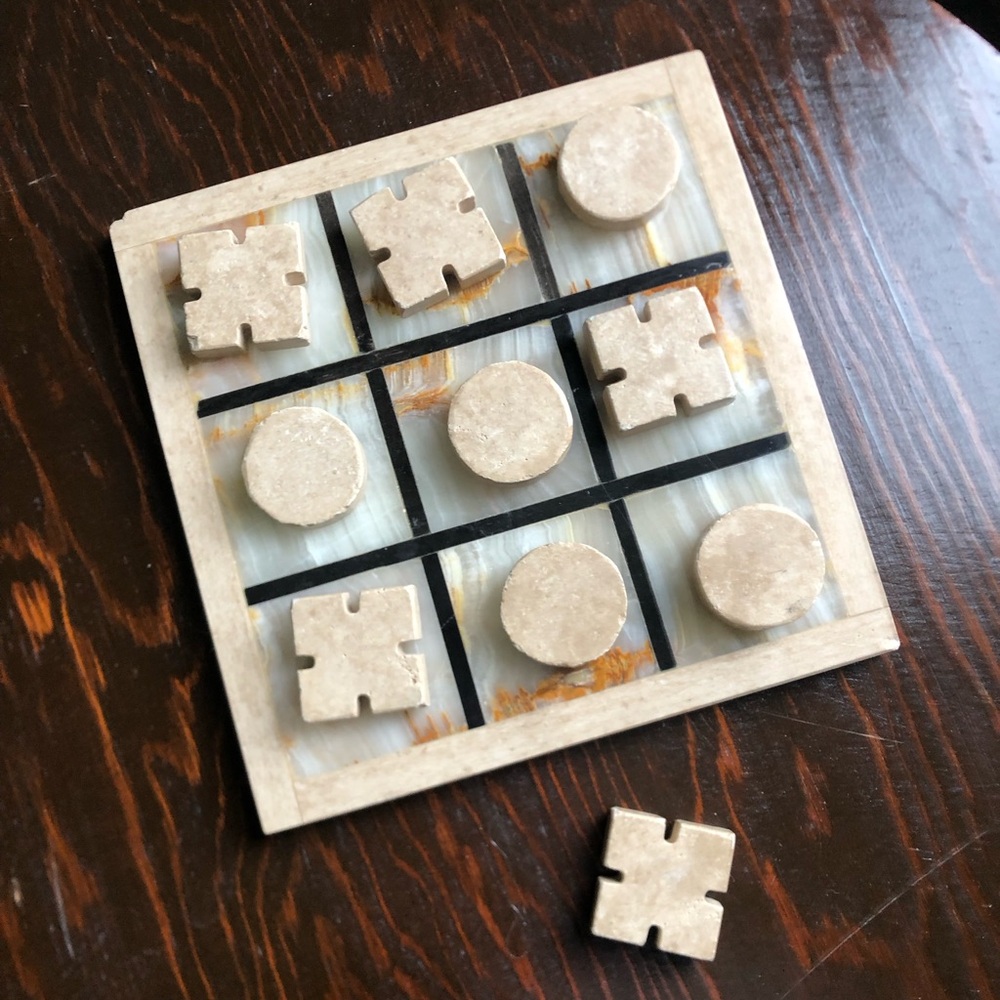 Natural Stone & Onyx Tic Tac Toe Board Game Set